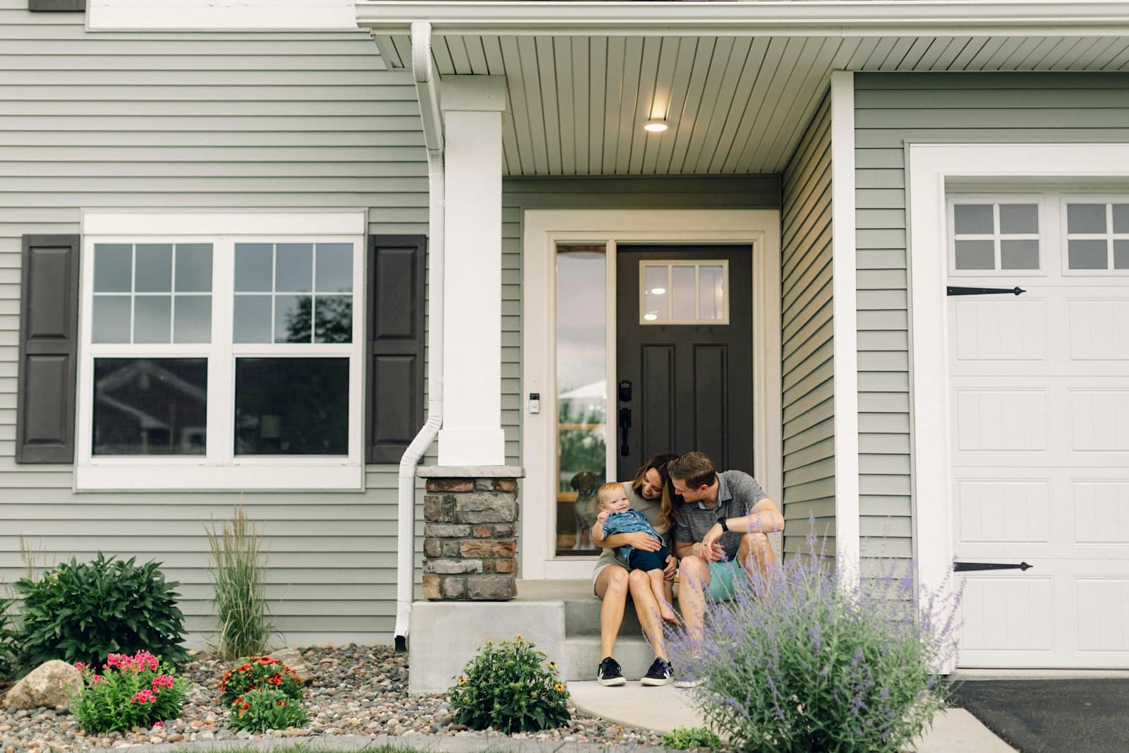 Family outside their home