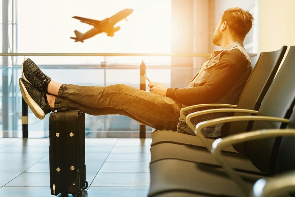 Traveler waiting at the airport